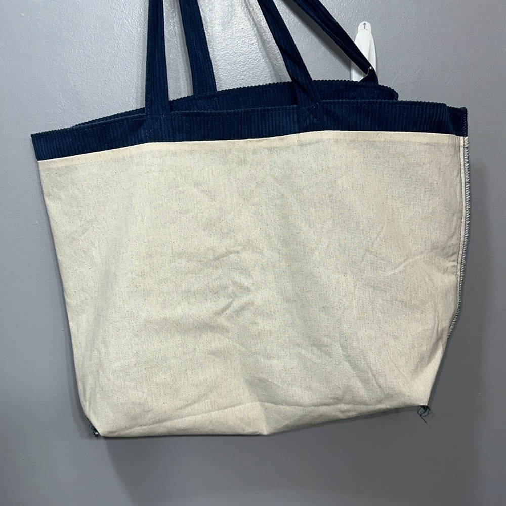 S A L E SÉZANE | Designer Large Size Beautiful Blue Corduroy Lined Tote Bag NWT - Picture 10 of 17
